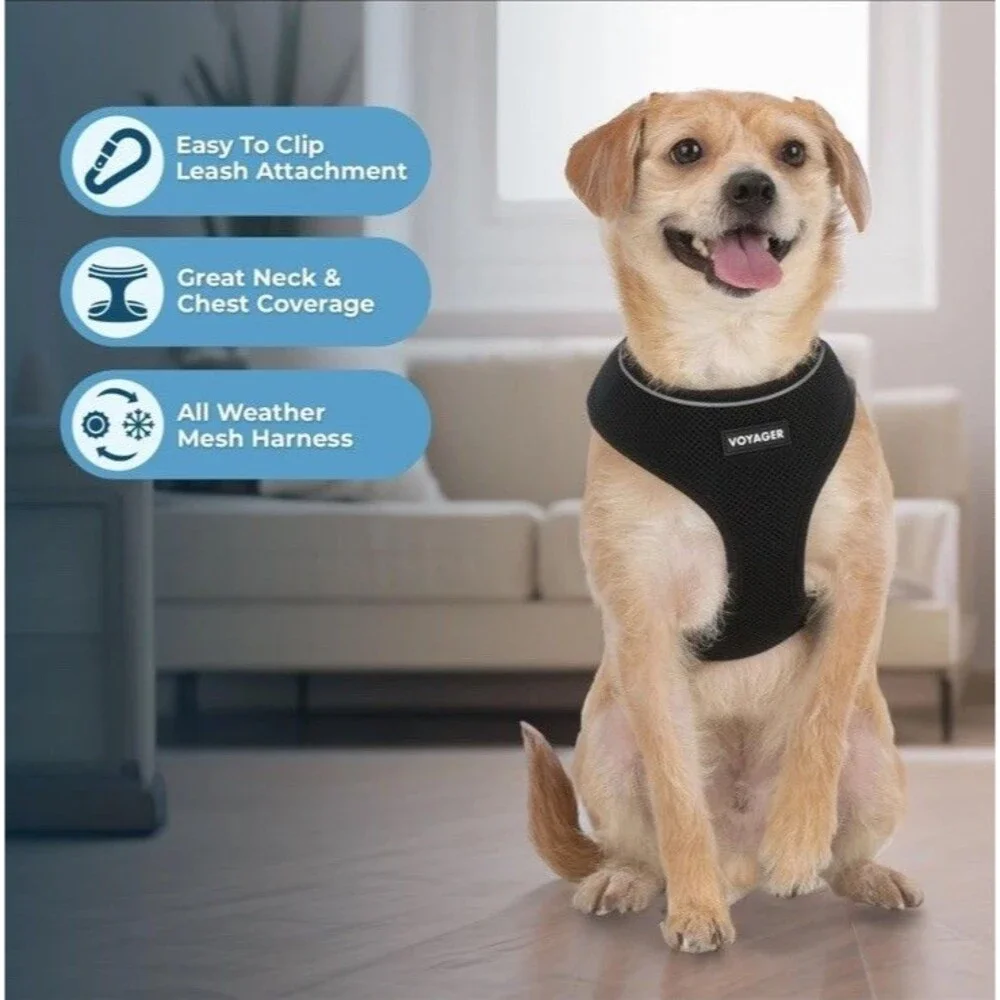 Voyager Aerolite No-Pull Dog Harness Size Large Reflective Adjustable Black New